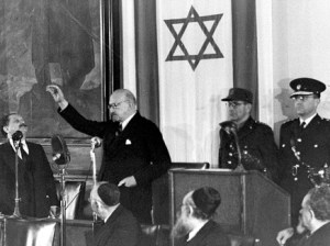 Nobody uses old-time handkerchiefs anymore- Chaim Weizmann taking the oath of office as Israel’s first president on February 17, 1949