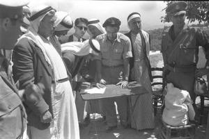 Umm el-Fahm leaders sign declarations of allegiance to Israel on May 20, 1949 after the Lausanne Conference Awarded the Wadi Ara region to Israel