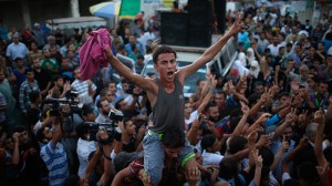 Hamastan lustily celebrated the triumph it proclaimed absurdly among Gaza’s ruins